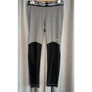 NIKE PRO Women's Dri-FIT High-Waisted 7/8 Training Tights Size Small Gray Black